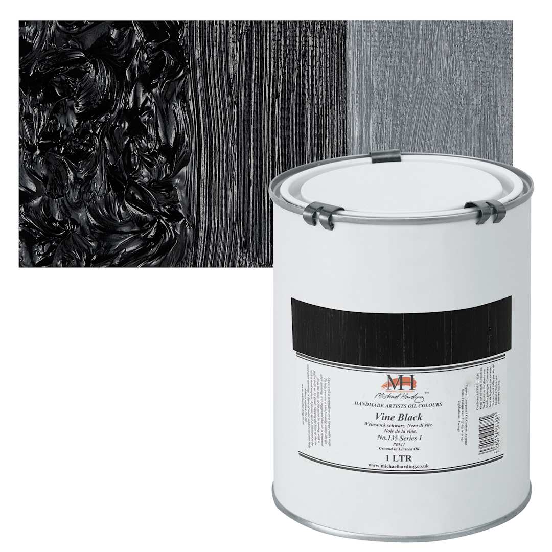 Open in modal - Michael Harding Artists Oil Paint - Vine Black, 1 Liter and swatch
