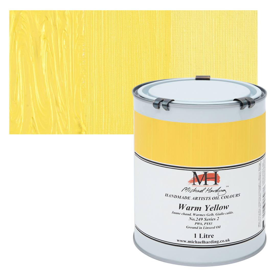 Open in modal - Michael Harding Artists Oil Color - Warm Yellow, 1 Liter can and swatch