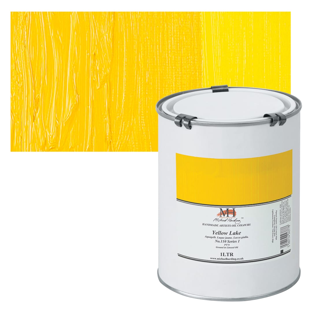 Open in modal - Michael Harding Artists Oil Paint - Yellow Lake, 1 Liter and swatch