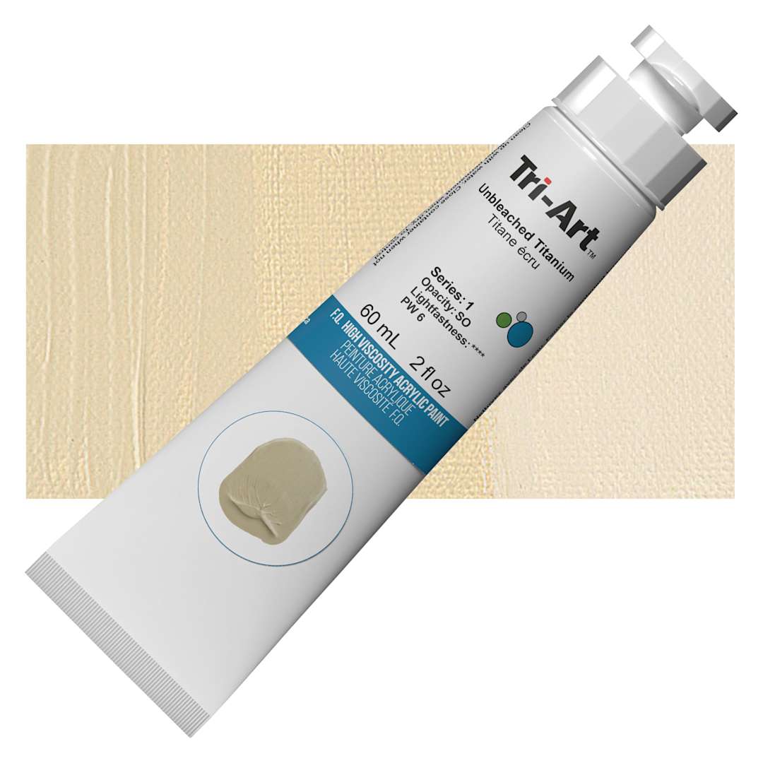 Open in modal - Tri-Art High Viscosity Artist Acrylic - Unbleached Titanium, 60 ml tube and swatch