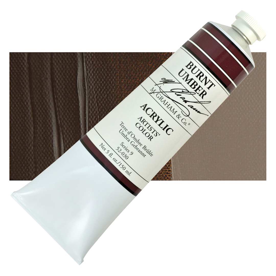 Open in modal - M. Graham Artists' Acrylic - Burnt Umber, 5 oz Tube and swatch
