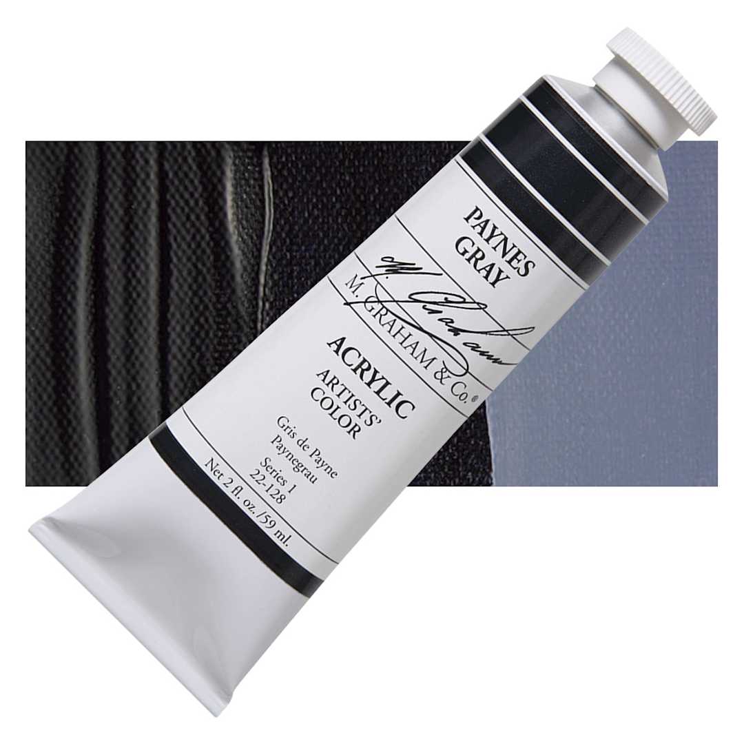 Open in modal - M. Graham Artists' Acrylic - Paynes Gray, 2 oz tube and swatch