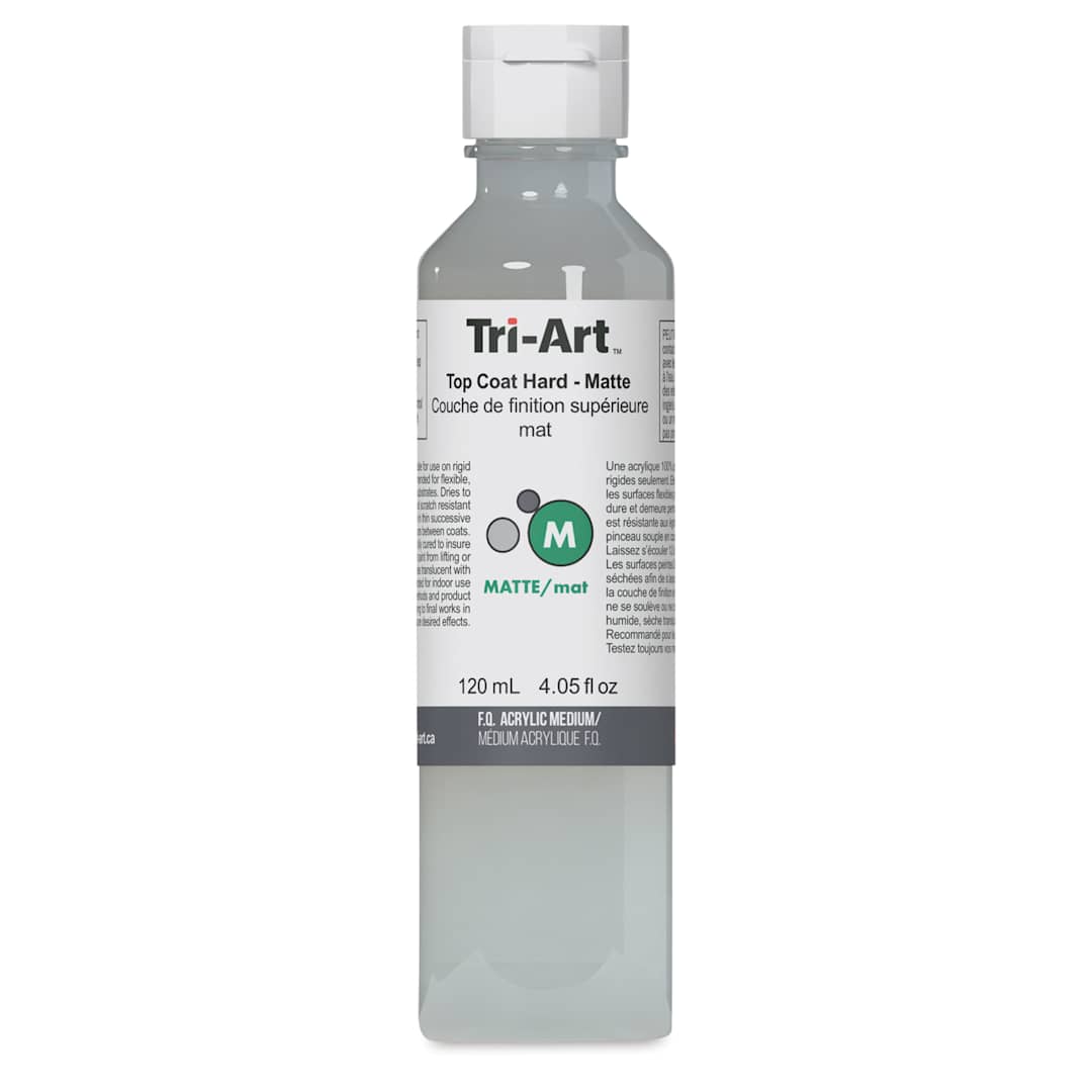 Open in modal - Tri-Art Top Coat Mediums - Front view of bottle of 120 ml Hard Matte Medium