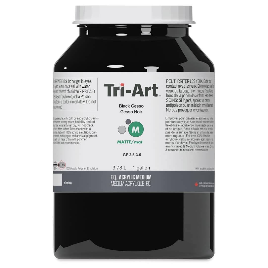 Open in modal - Tri-Art Acrylic Black Gesso - Front view of One Gallon Jar