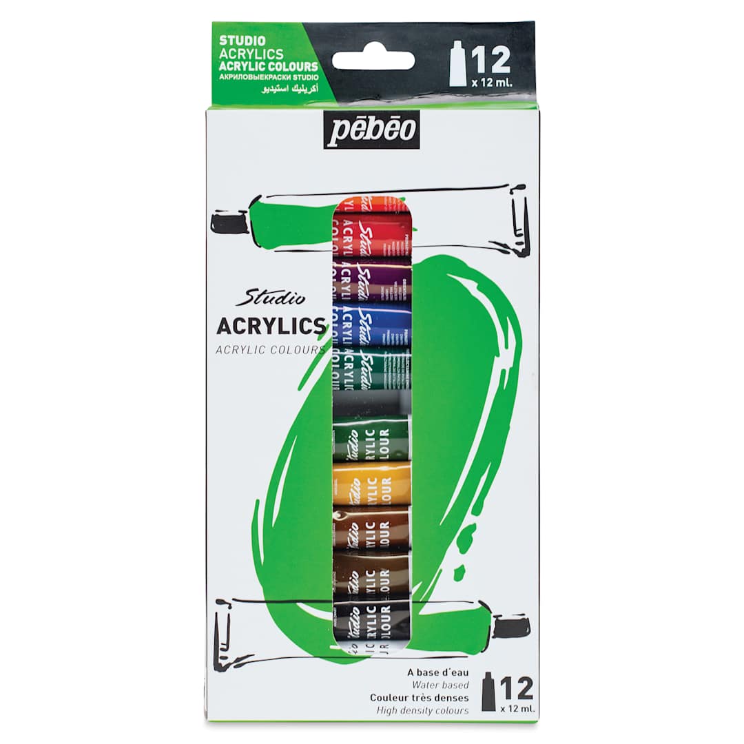 Open in modal - Pebeo High Viscosity Acrylics - Set of 12, Assorted Colors, 12 ml, Tubes (In packaging)