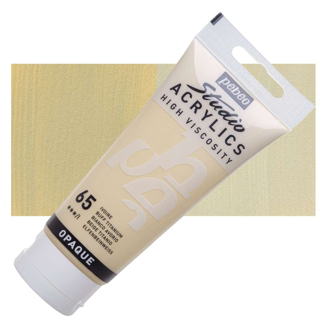 Open in modal - Pebeo High Viscosity Acrylic - Buff Titanium, 100 ml tube and swatch