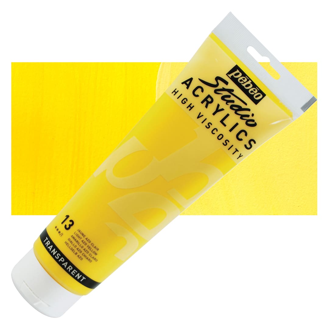 Open in modal - Pebeo High Viscosity Acrylic - Light Azo Yellow, 250 ml, Tube and swatch