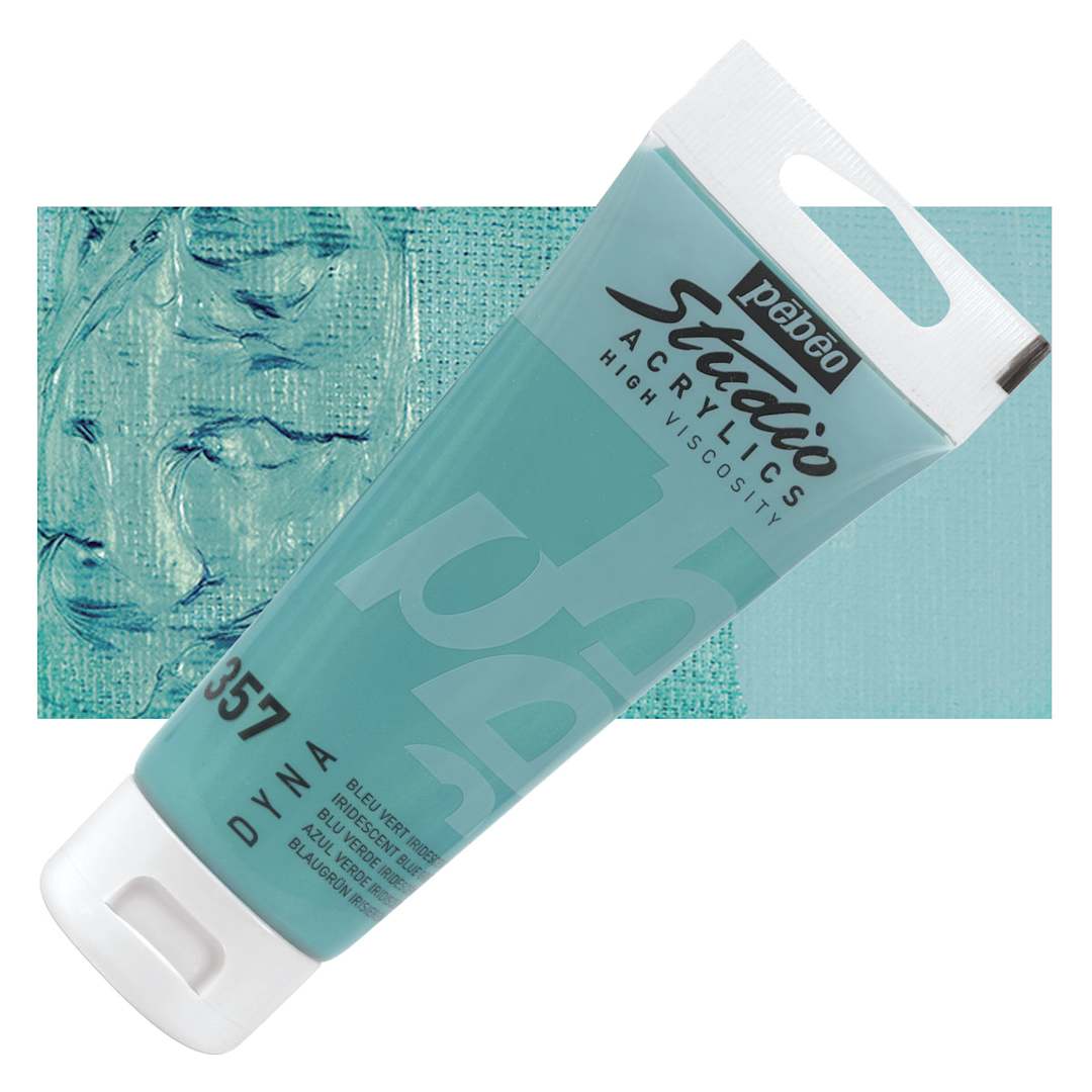Open in modal - Pebeo High Viscosity Acrylic - Iridescent Blue/Green, 100 ml tube