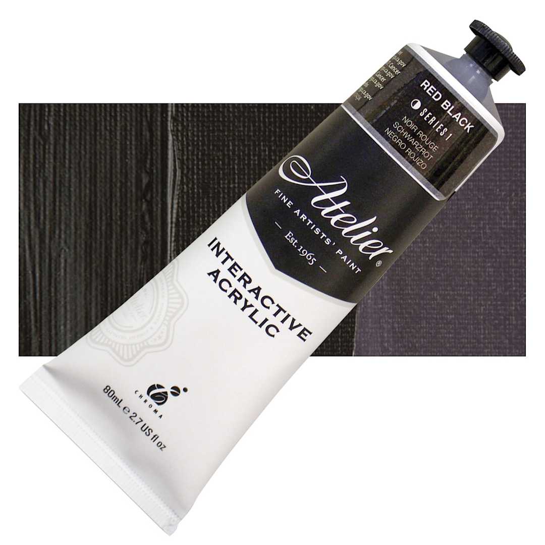 Open in modal - Chroma Atelier Interactive Artists' Acrylic - Red Black, 80 ml tube and swatch