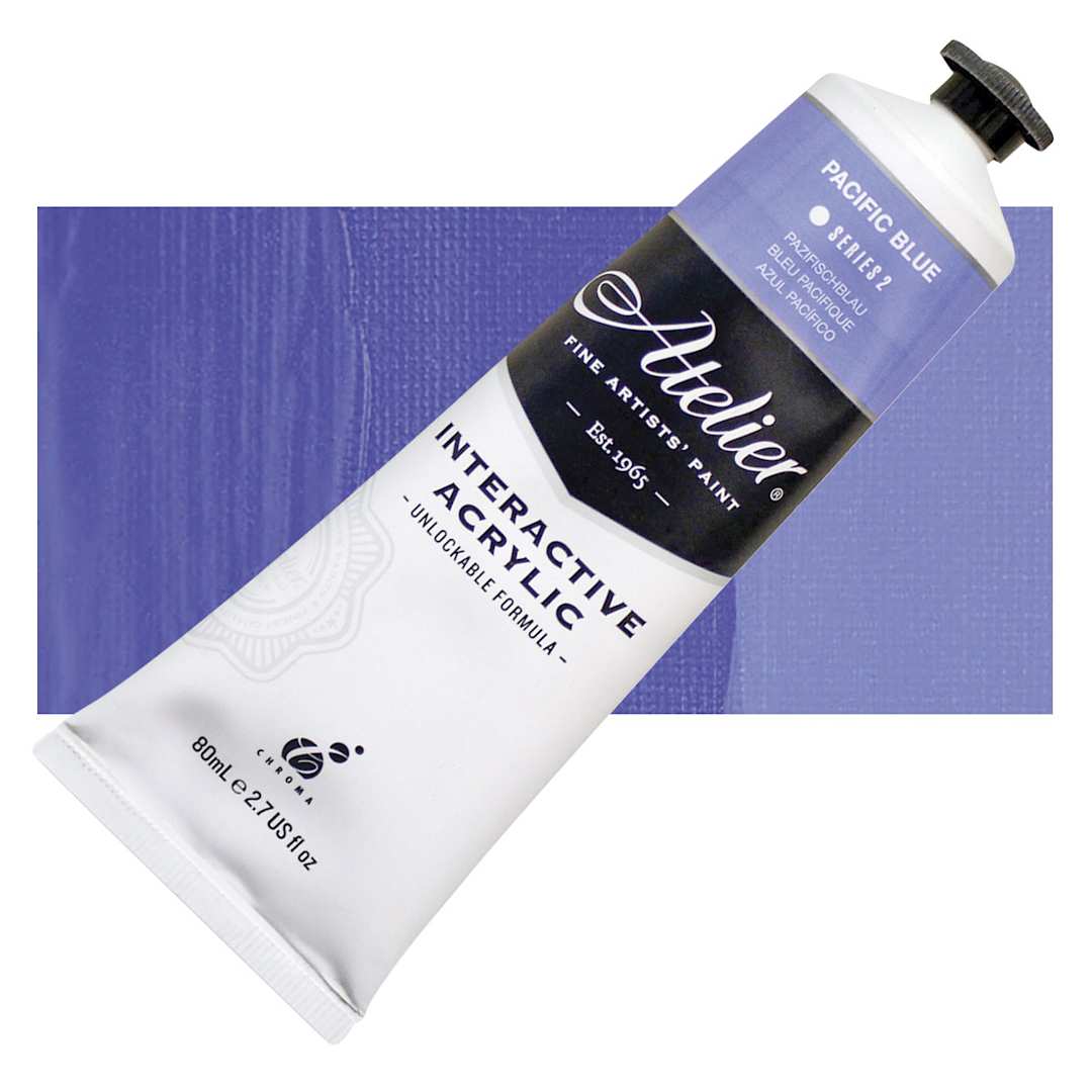 Open in modal - Chroma Atelier Interactive Artists' Acrylic - Pacific Blue, 80 ml tube and swatch
