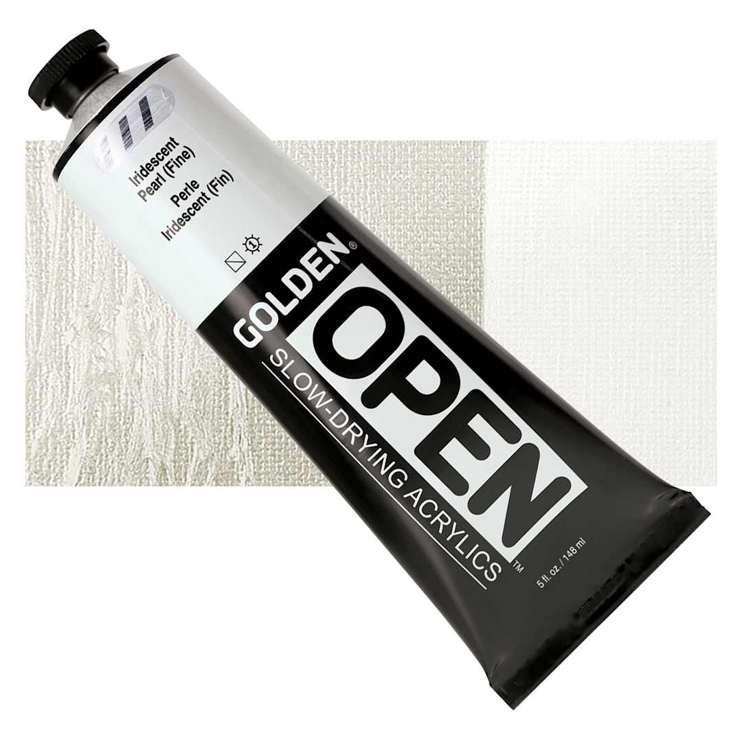Open in modal - Golden Open Acrylic - Iridescent Pearl (Fine), 5 oz Tube and swatch