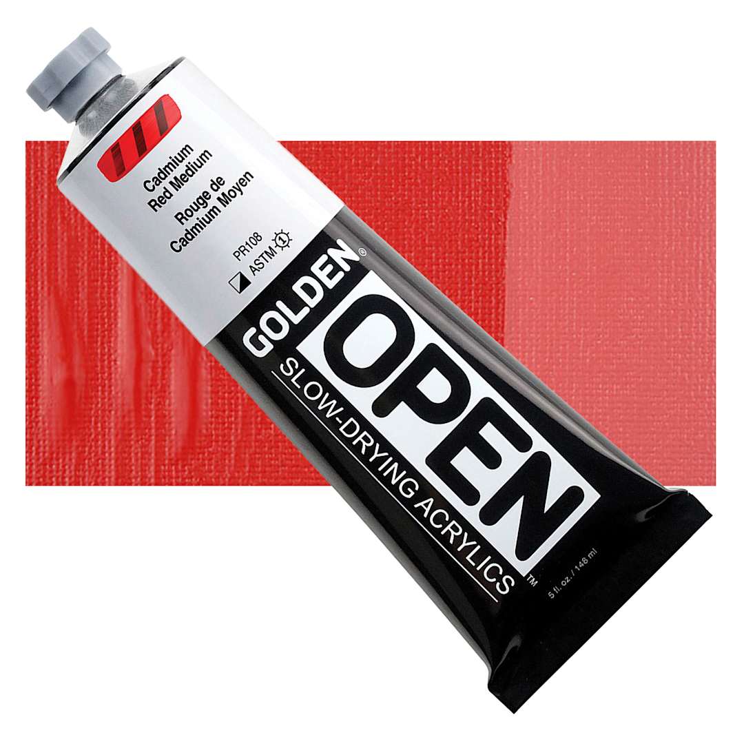 Open in modal - Golden Open Acrylic - Cadmium Red Medium, 5 oz Tube and swatch