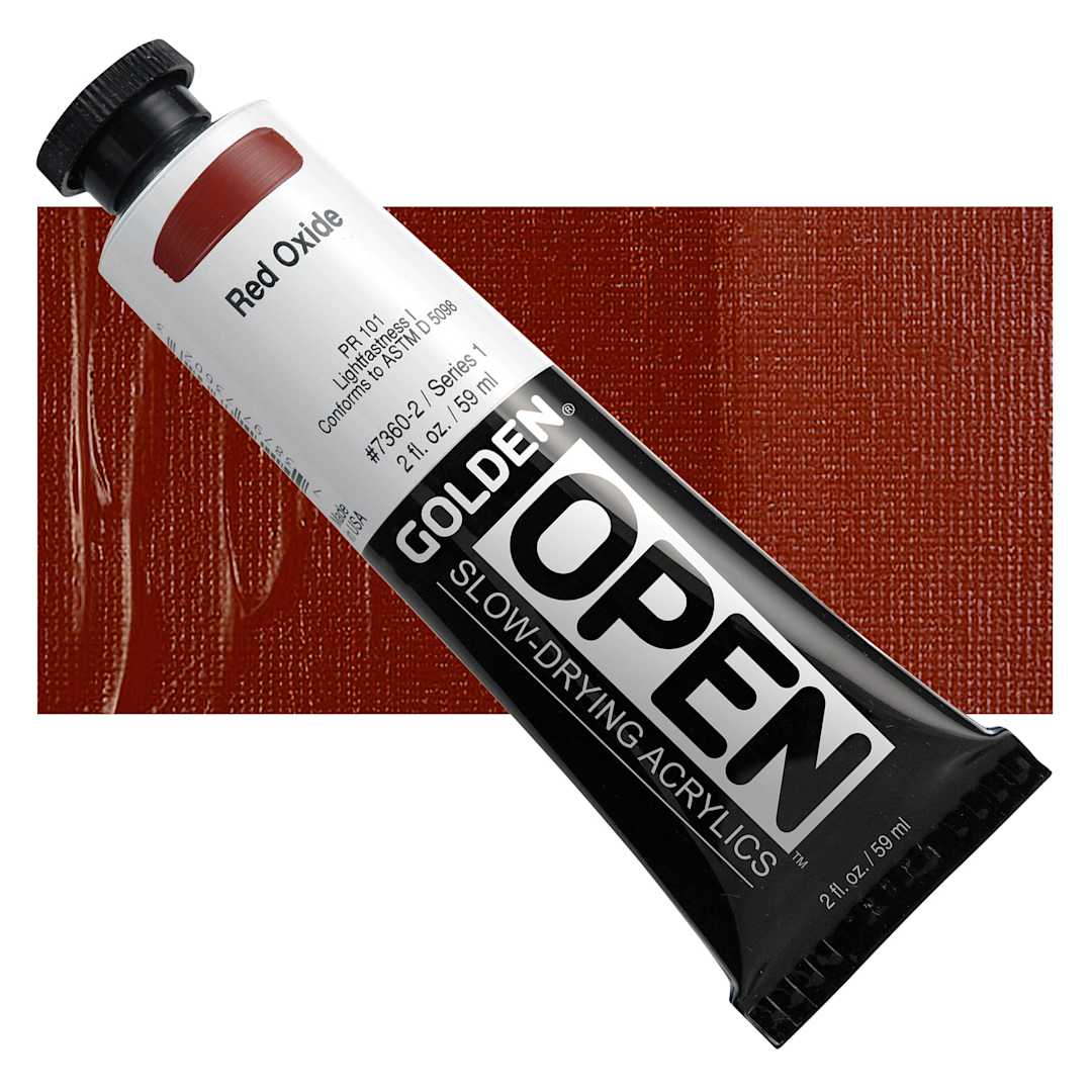 Open in modal - Golden Open Acrylic - Red Oxide, 2 oz Tube and swatch
