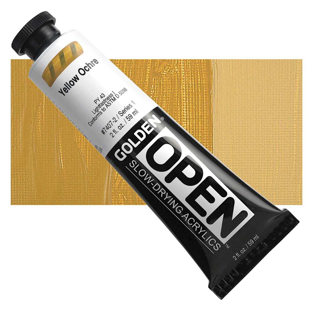 Open in modal - Golden Open Acrylic - Yellow Ochre, 2 oz Tube and swatch
