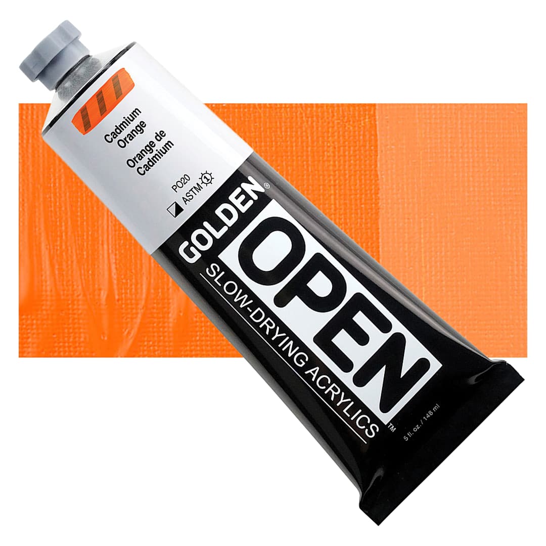 Open in modal - Golden Open Acrylic - Cadmium Orange, 5 oz Tube and swatch