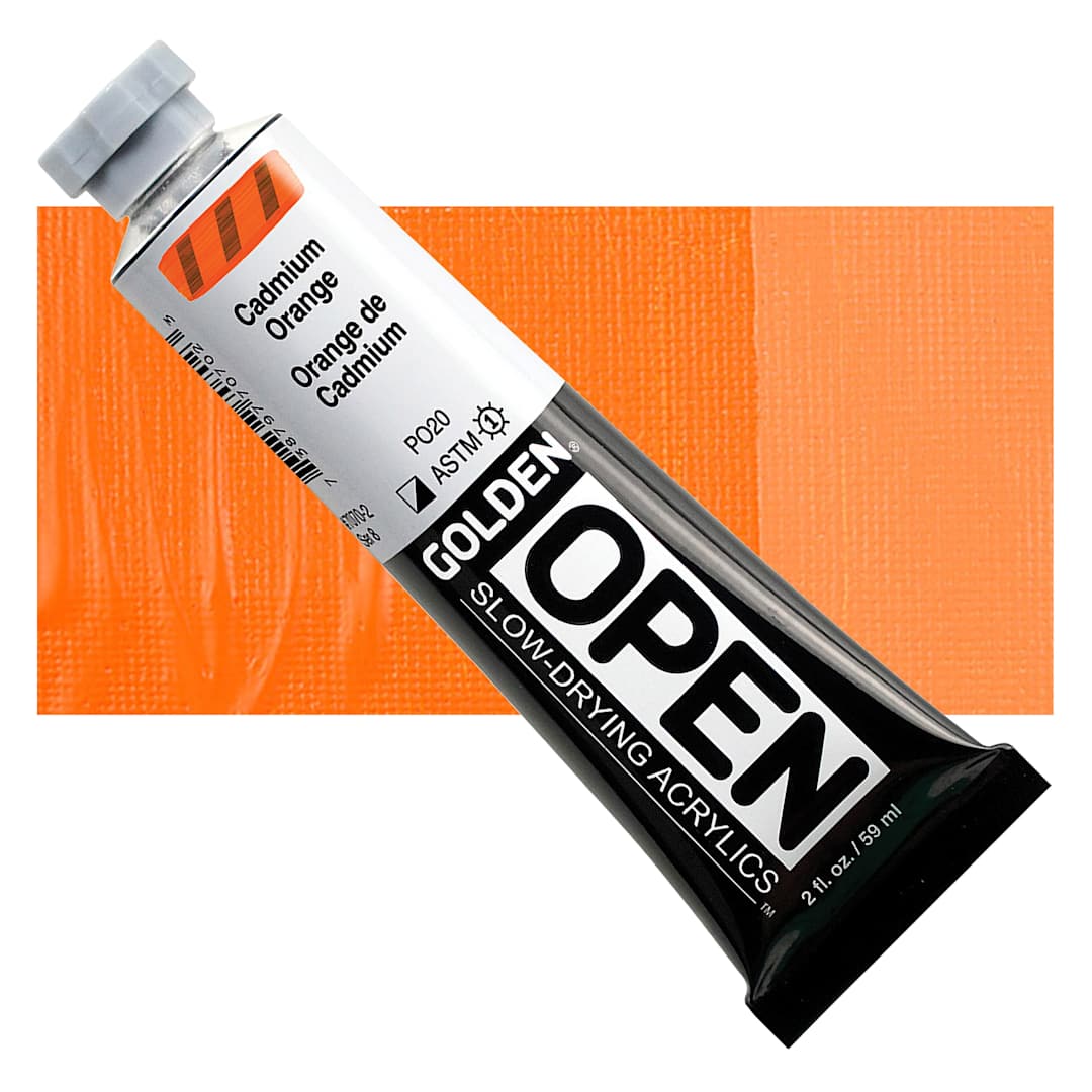 Open in modal - Golden Open Acrylic - Cadmium Orange, 2 oz Tube and swatch