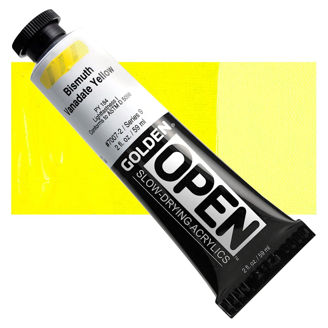 Open in modal - Golden Open Acrylic - Bismuth Vanadate Yellow, 2 oz tube and swatch