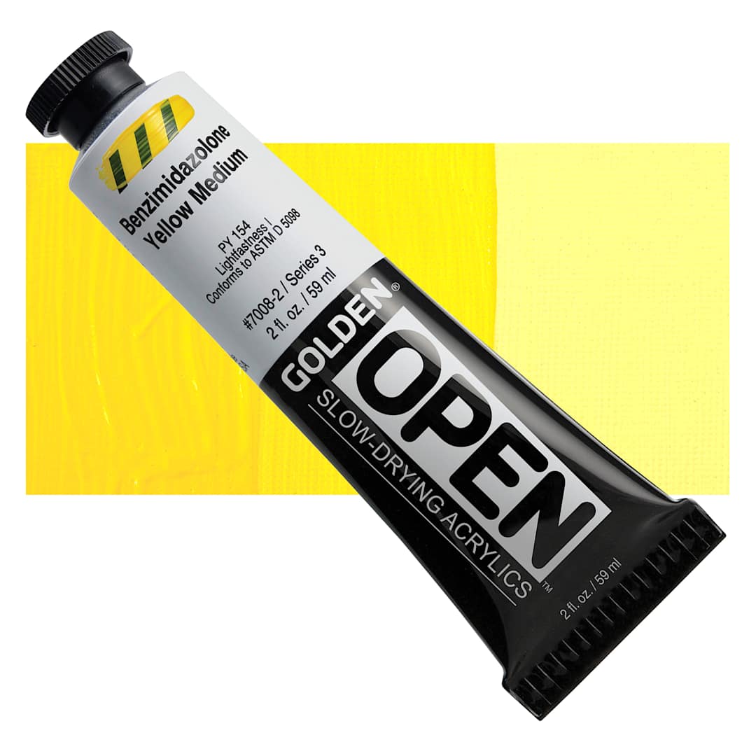 Open in modal - Golden Open Acrylic - Benzimidazolone Yellow Medium, 2 oz Tube and swatch