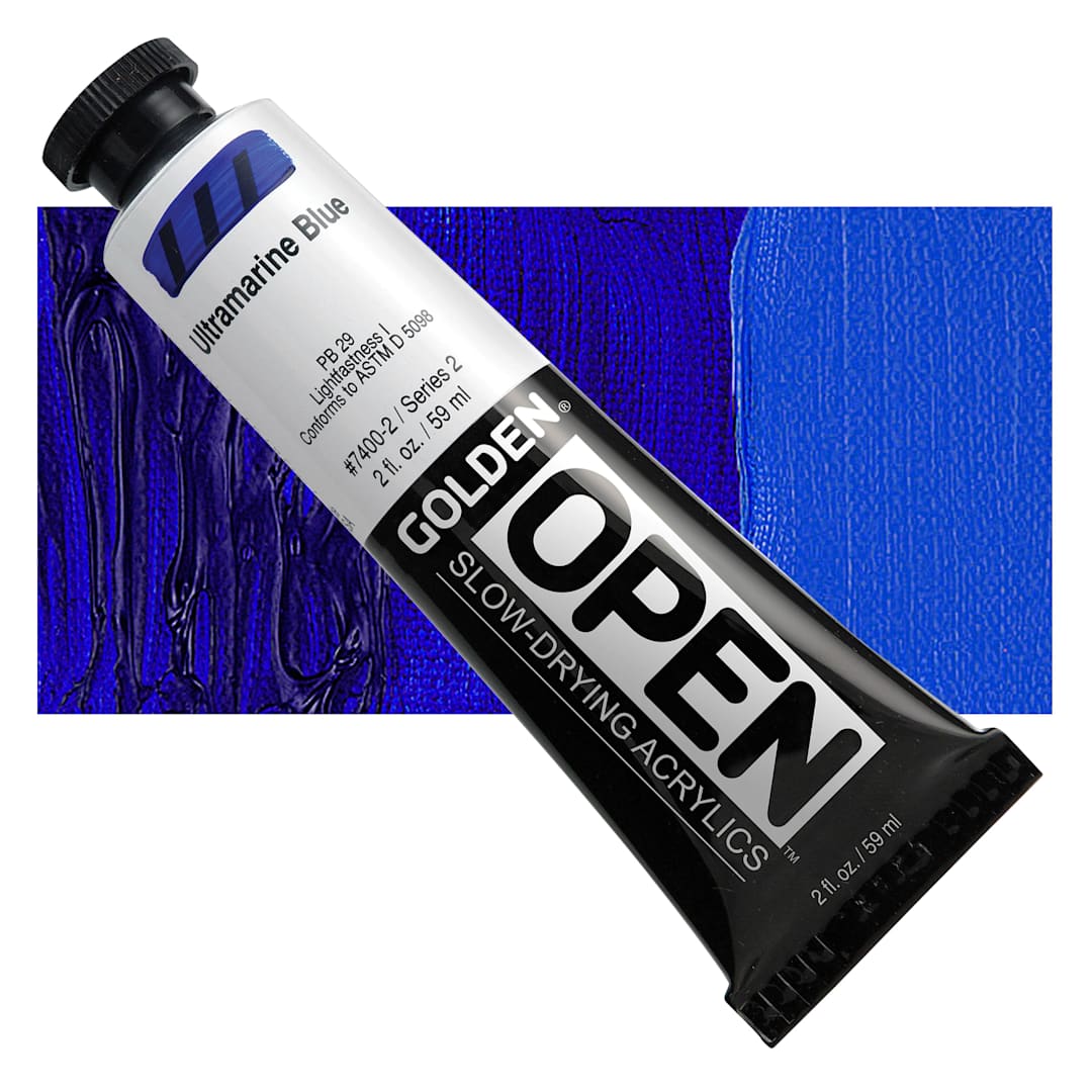 Open in modal - Golden Open Acrylic - Ultramarine Blue, 2 oz Tube and swatch