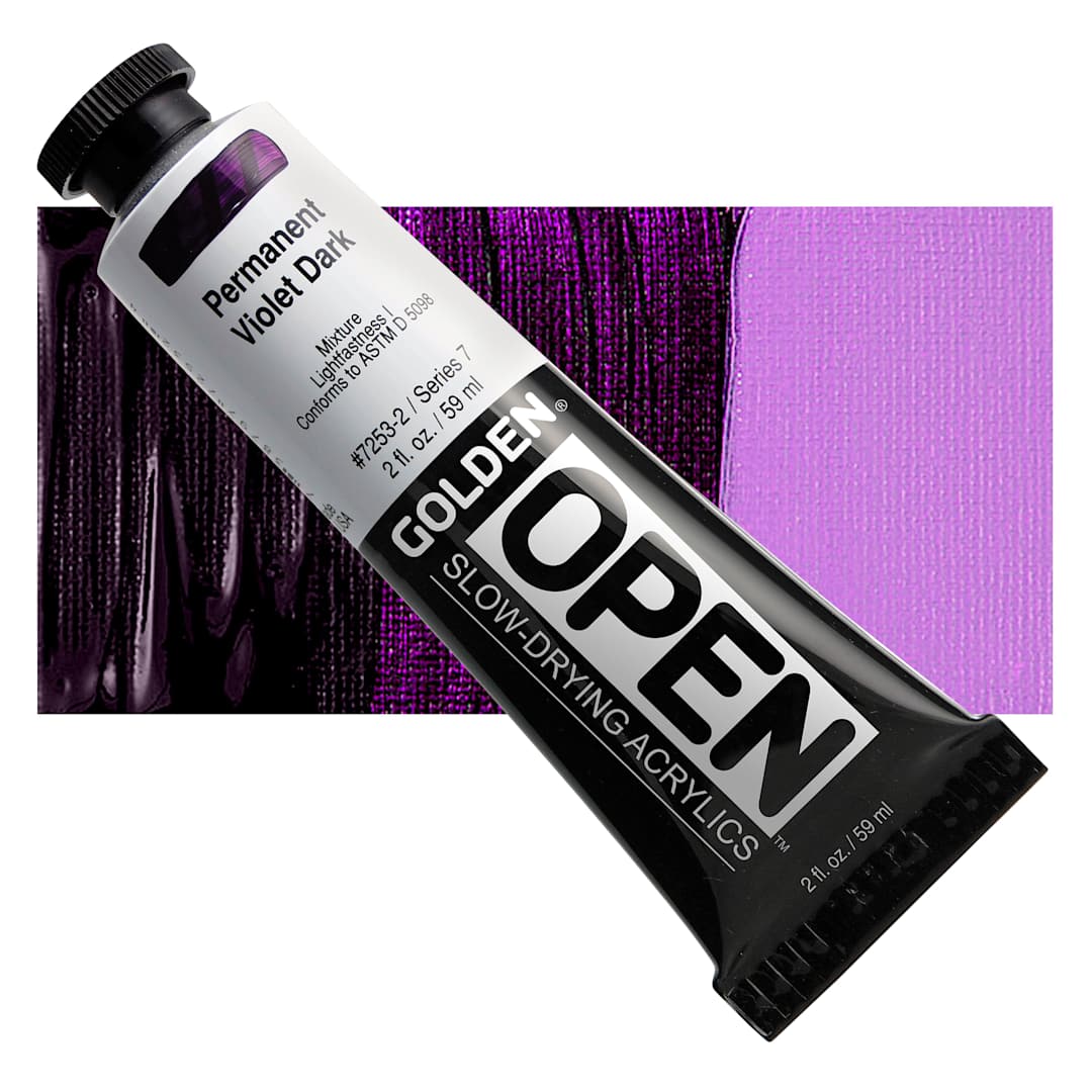 Open in modal - Golden Open Acrylic - Permanent Violet Dark, 2 oz Tube and swatch