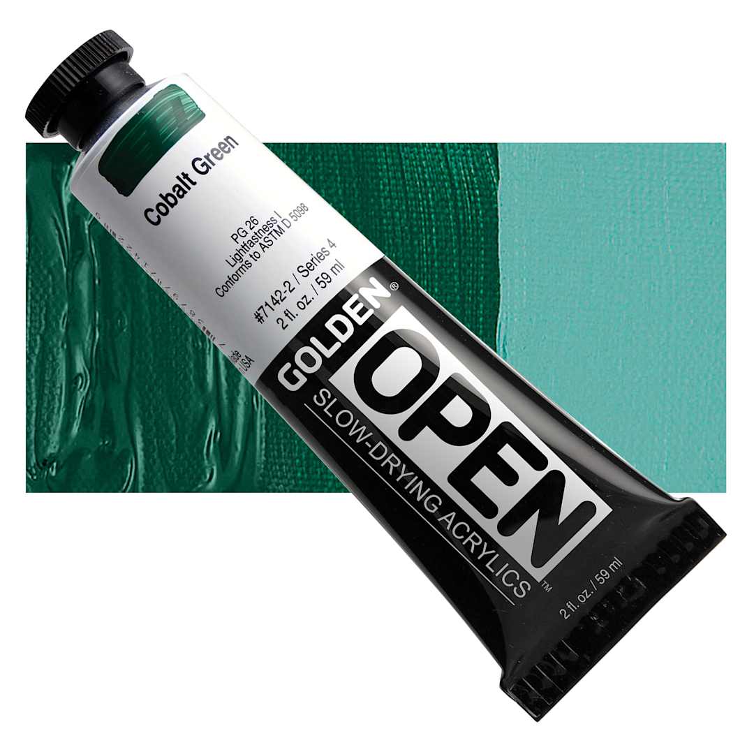 Open in modal - Golden Open Acrylic - Cobalt Green, 2 oz Tube and swatch