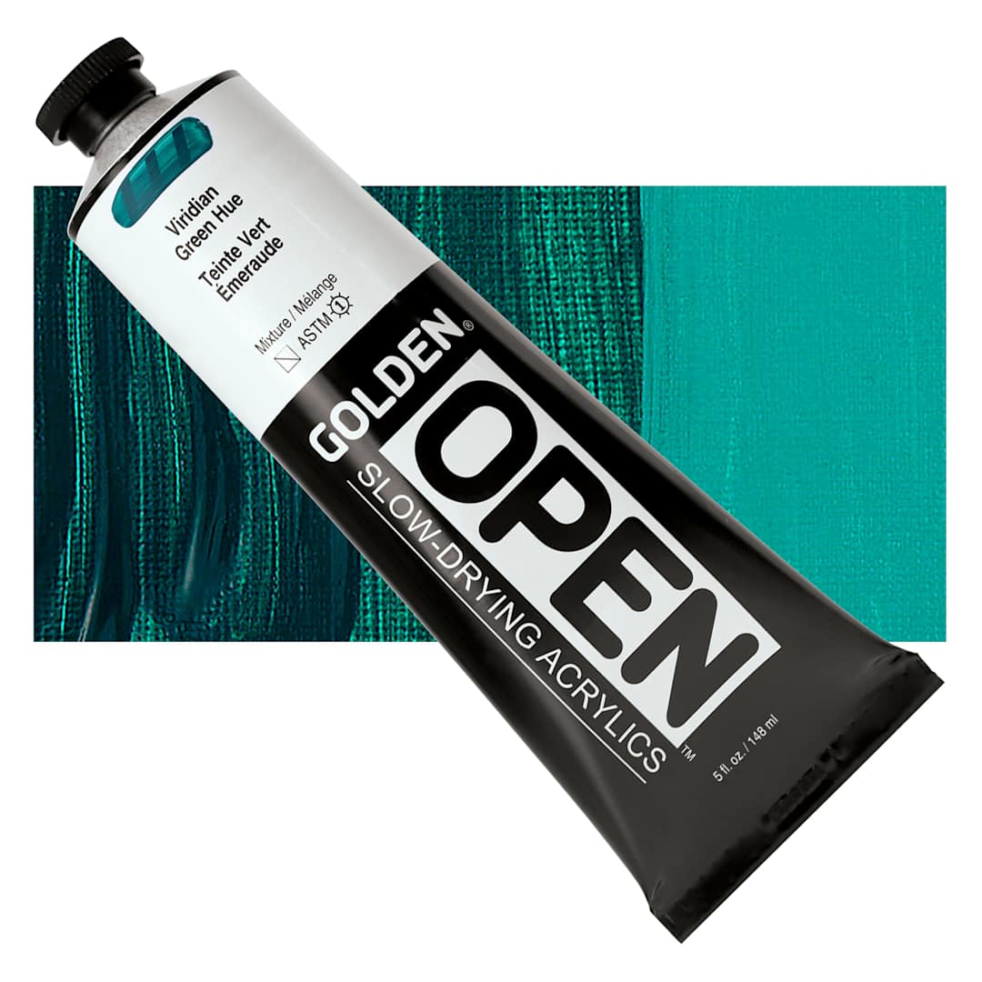 Open in modal - Golden Open Acrylic - Viridian Green Hue, 5 oz Tube and swatch