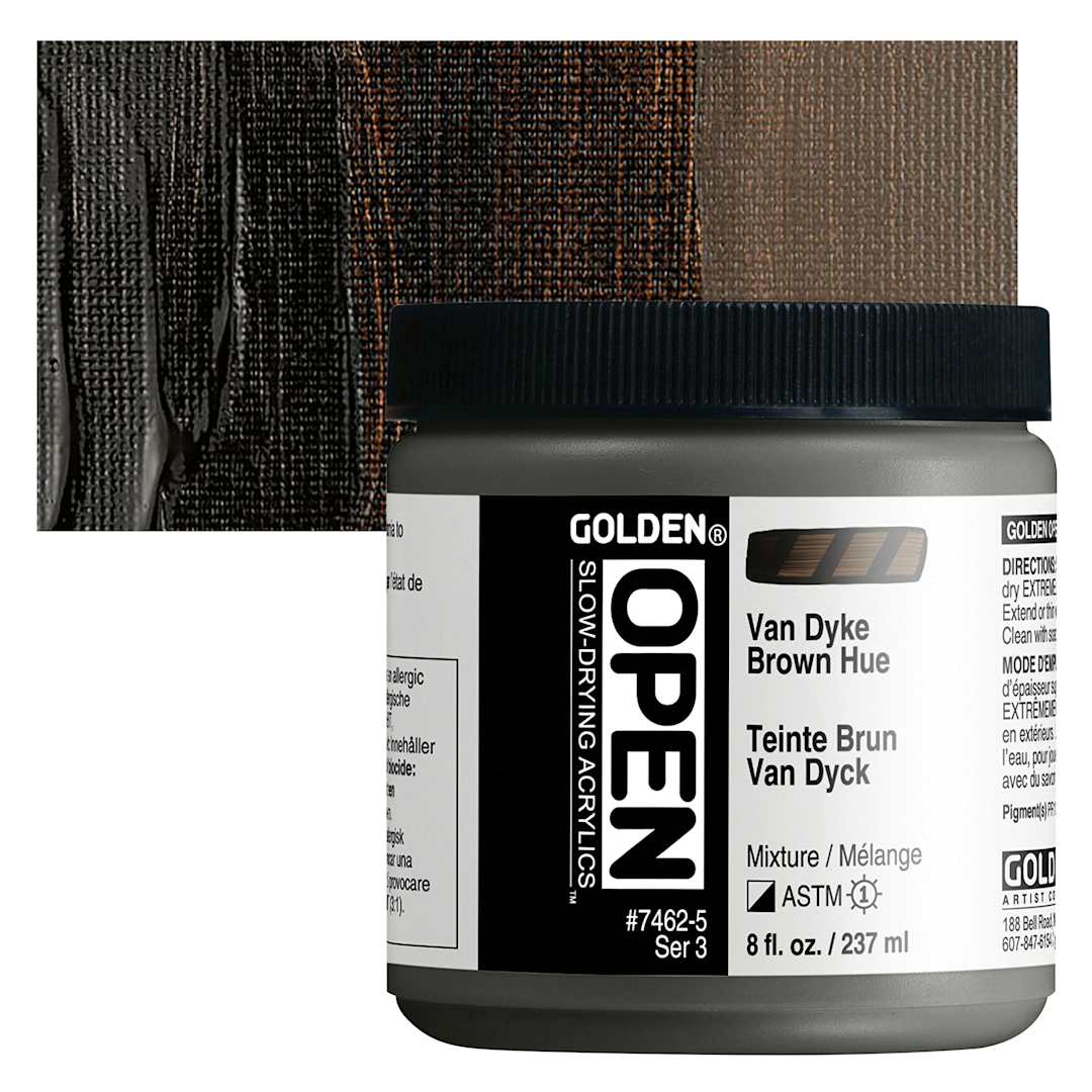 Open in modal - Golden Open Acrylic - VanDyke Brown Hue, 8 oz Jar and swatch