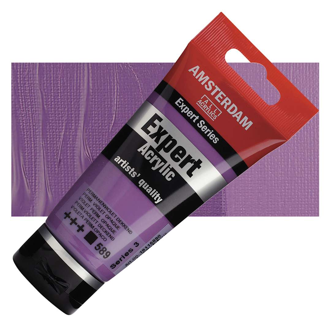 Open in modal - Amsterdam Expert Series Acrylic - Permanent Violet Opaque, 75 ml tube and swatch