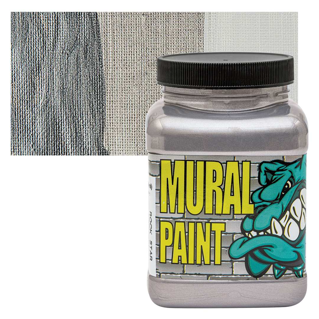 Open in modal - Chroma Acrylic Mural Paint - Rock Star (Silver), 16 oz jar and swatch