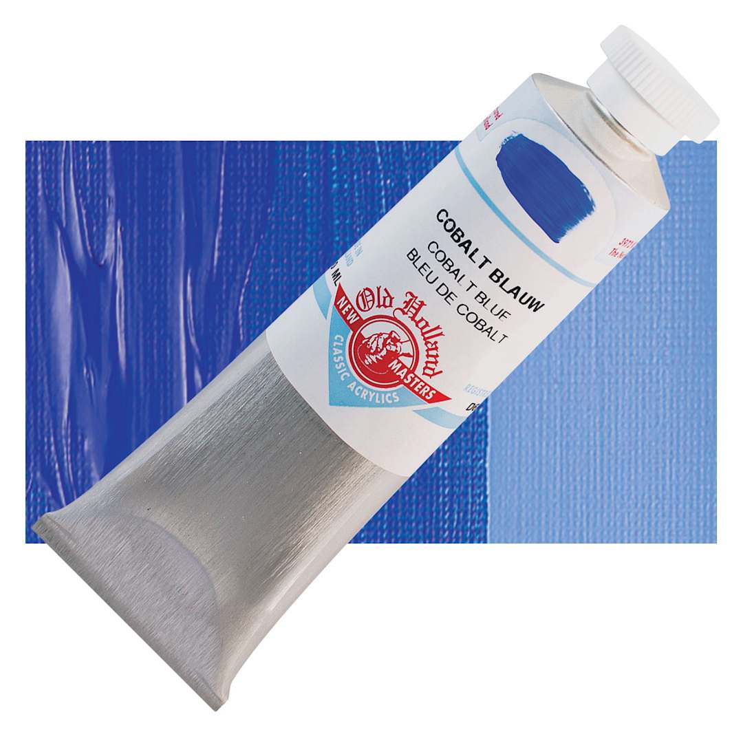 Open in modal - Old Holland New Masters Classic Acrylic Paint - Cobalt Blue, 60 ml tube and swatch