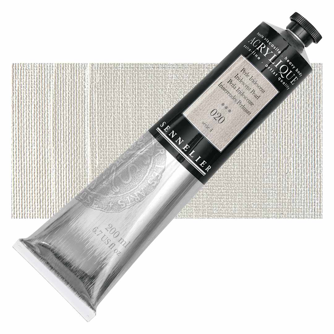 Open in modal - Sennelier Extra-Fine Artist Acrylique - Iridescent Pearl, 200 ml tube and swatch