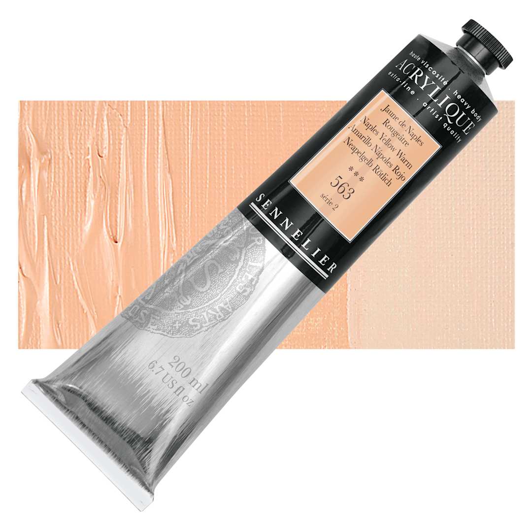 Open in modal - Sennelier Extra-Fine Artist Acrylique - Naples Yellow Warm, 200 ml tube and swatch