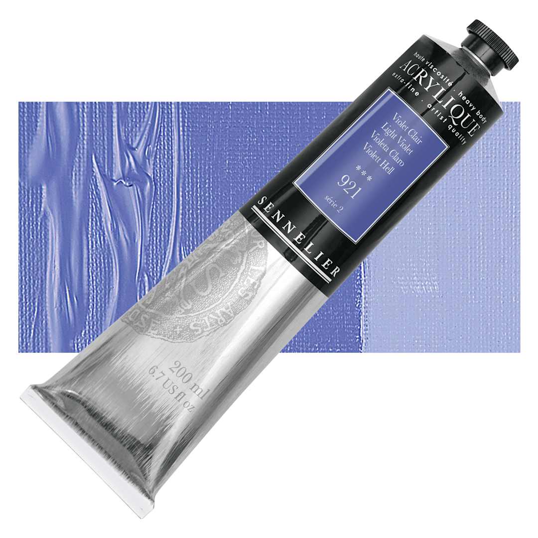 Open in modal - Sennelier Extra-Fine Artist Acrylique - Light Violet, 200 ml tube and swatch