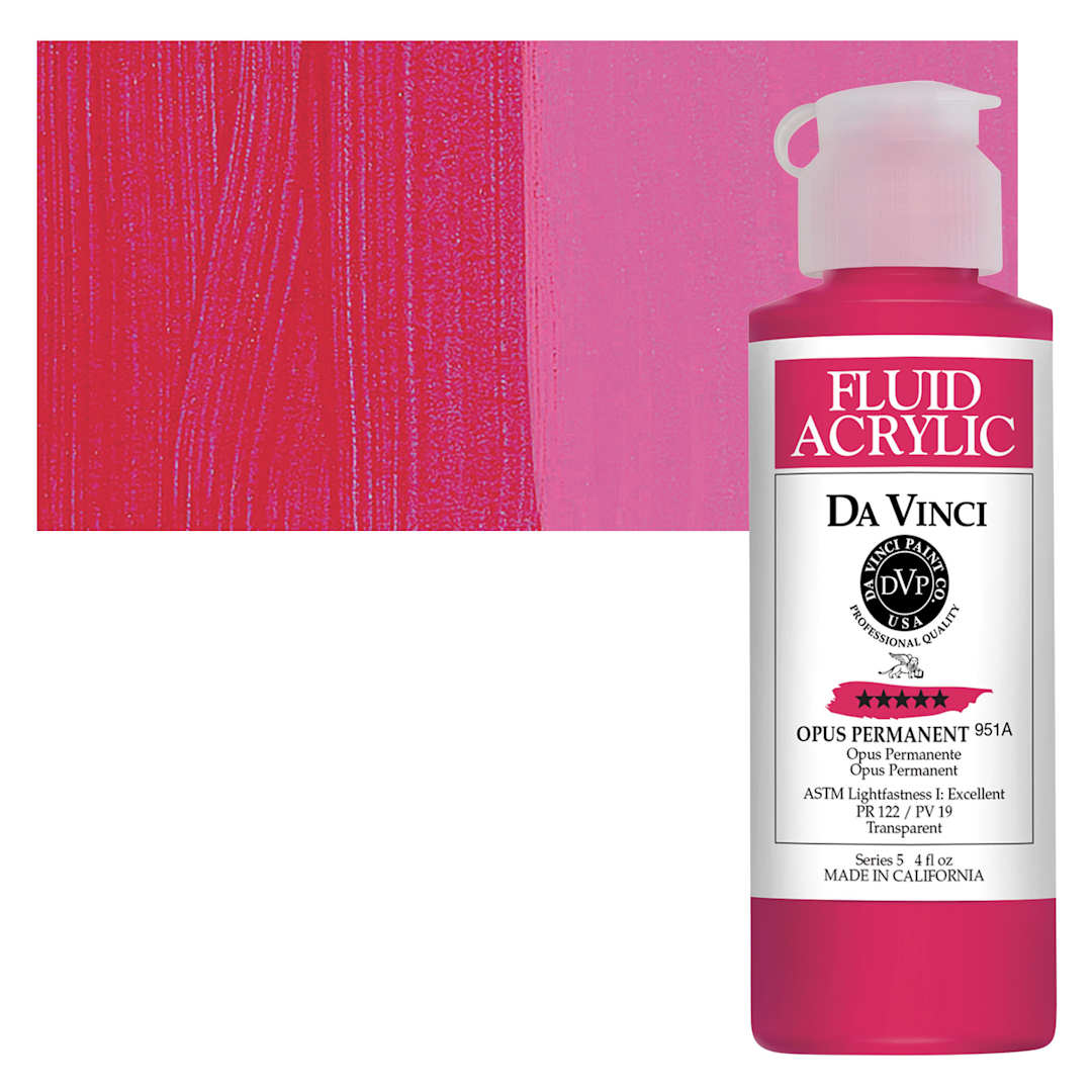 Open in modal - Da Vinci Fluid Acrylic Paint - Opus Permanent, 4 oz bottle and swatch