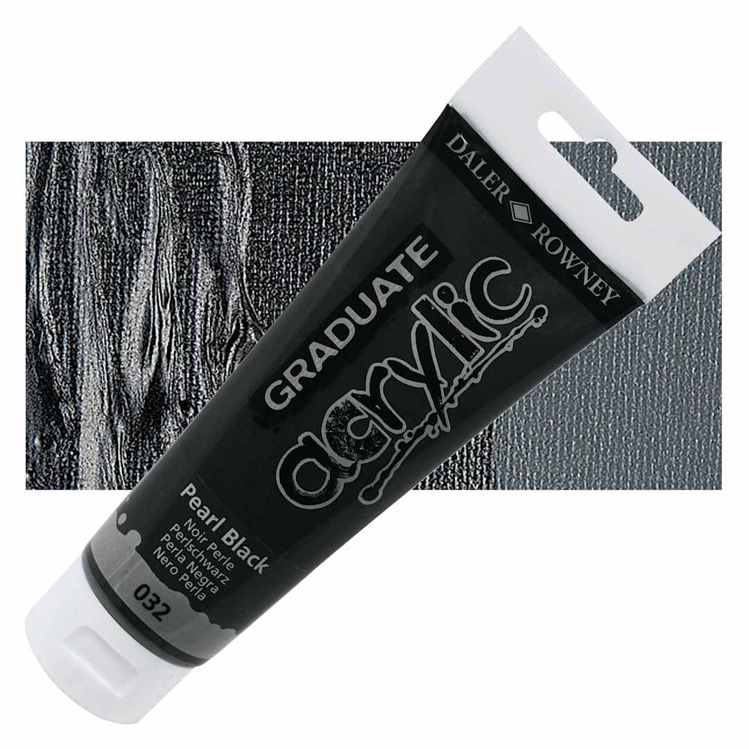 Open in modal - Daler-Rowney Graduate Acrylic Paint - Pearl Black, 120 ml tube and swatch