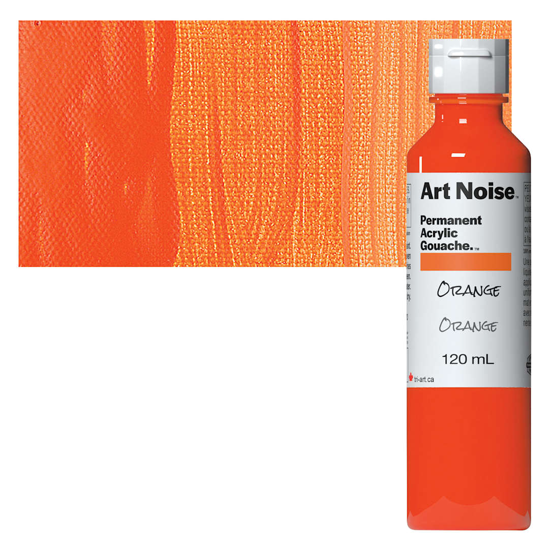 Open in modal - Tri-Art Art Noise Permanent Acrylic Gouache - Orange, 120 ml, Bottle and swatch