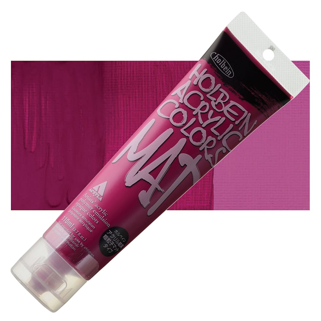 Open in modal - Holbein Mat Acrylic - Rose Violet, 110 ml tube and swatch