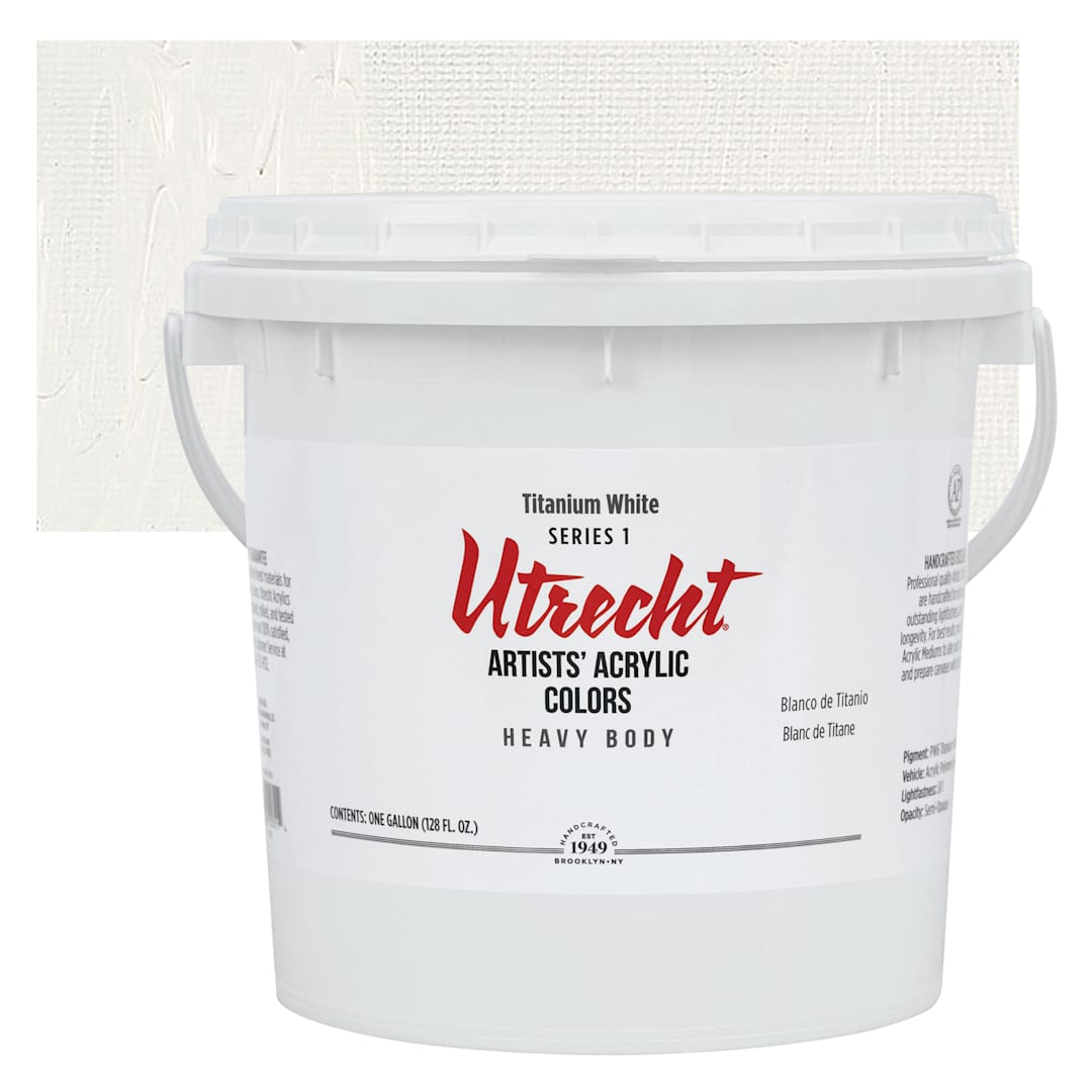 Open in modal - Utrecht Artists' Acrylic Paint - Titanium White, Gallon and swatch
