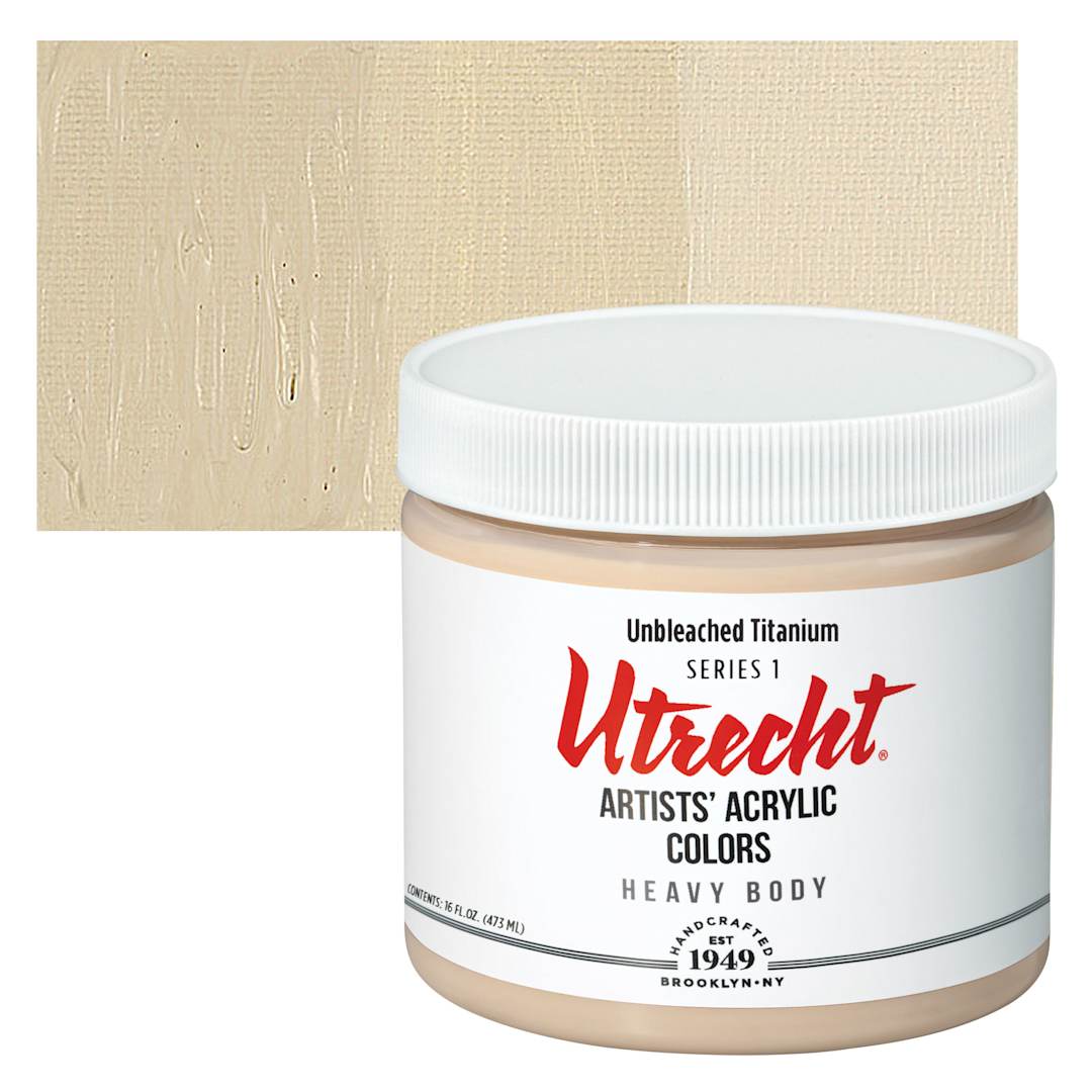 Open in modal - Utrecht Artists' Acrylic Paint - Unbleached Titanium, Pint and swatch