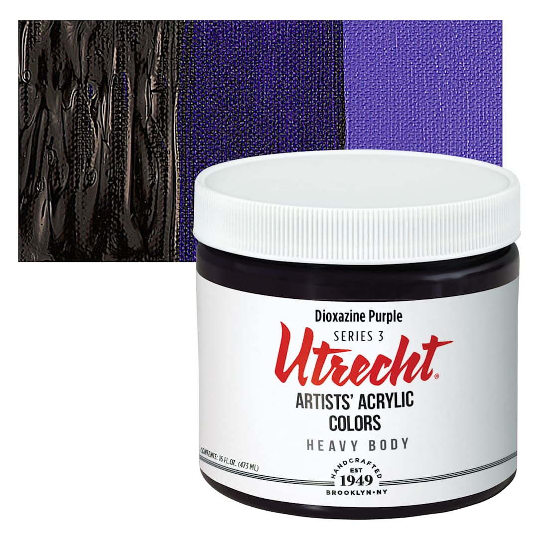 Open in modal - Utrecht Artists' Acrylic Paint - Dioxazine Purple, Pint and swatch