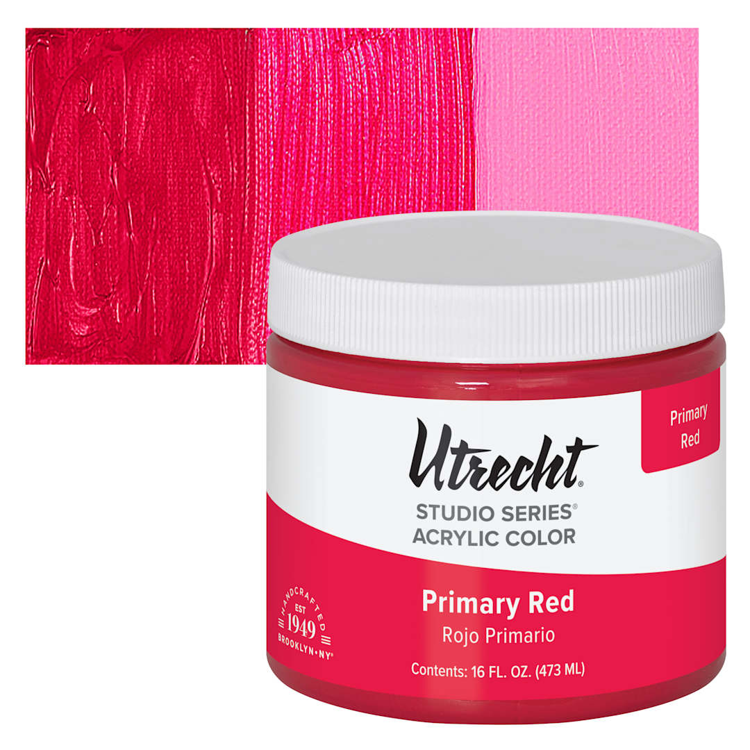 Open in modal - Utrecht Studio Series Acrylic Paint - Primary Red, Pint and swatch