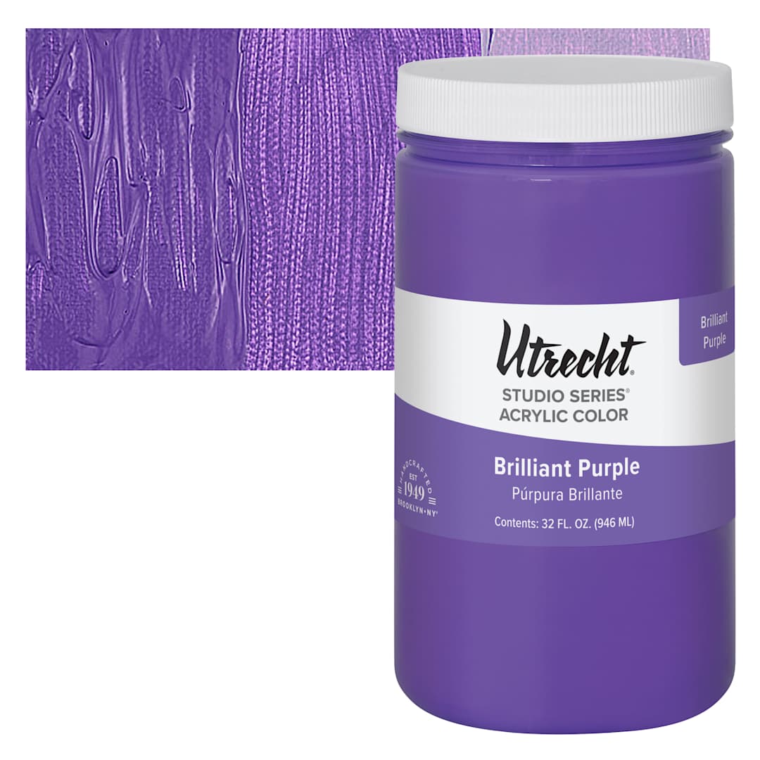 Open in modal - Utrecht Studio Series Acrylic Paint - Brilliant Purple, Quart and swatch