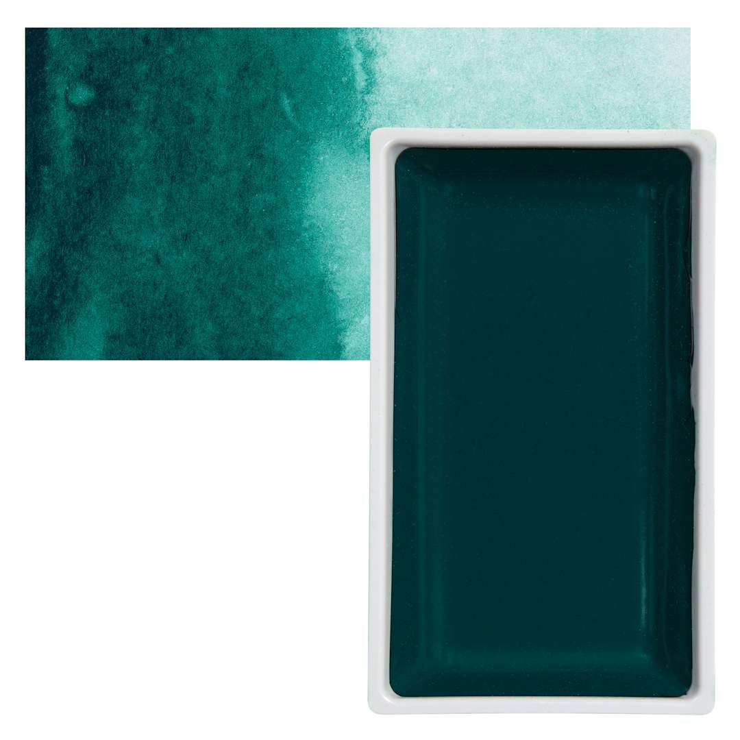 Open in modal - Kuretake Gansai Tambi Watercolor Pan - Billiard Green pan and swatch
