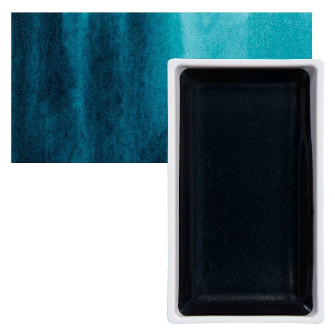 Open in modal - Kuretake Gansai Tambi Watercolor Pan - Turquoise Green Deep pan and swatch