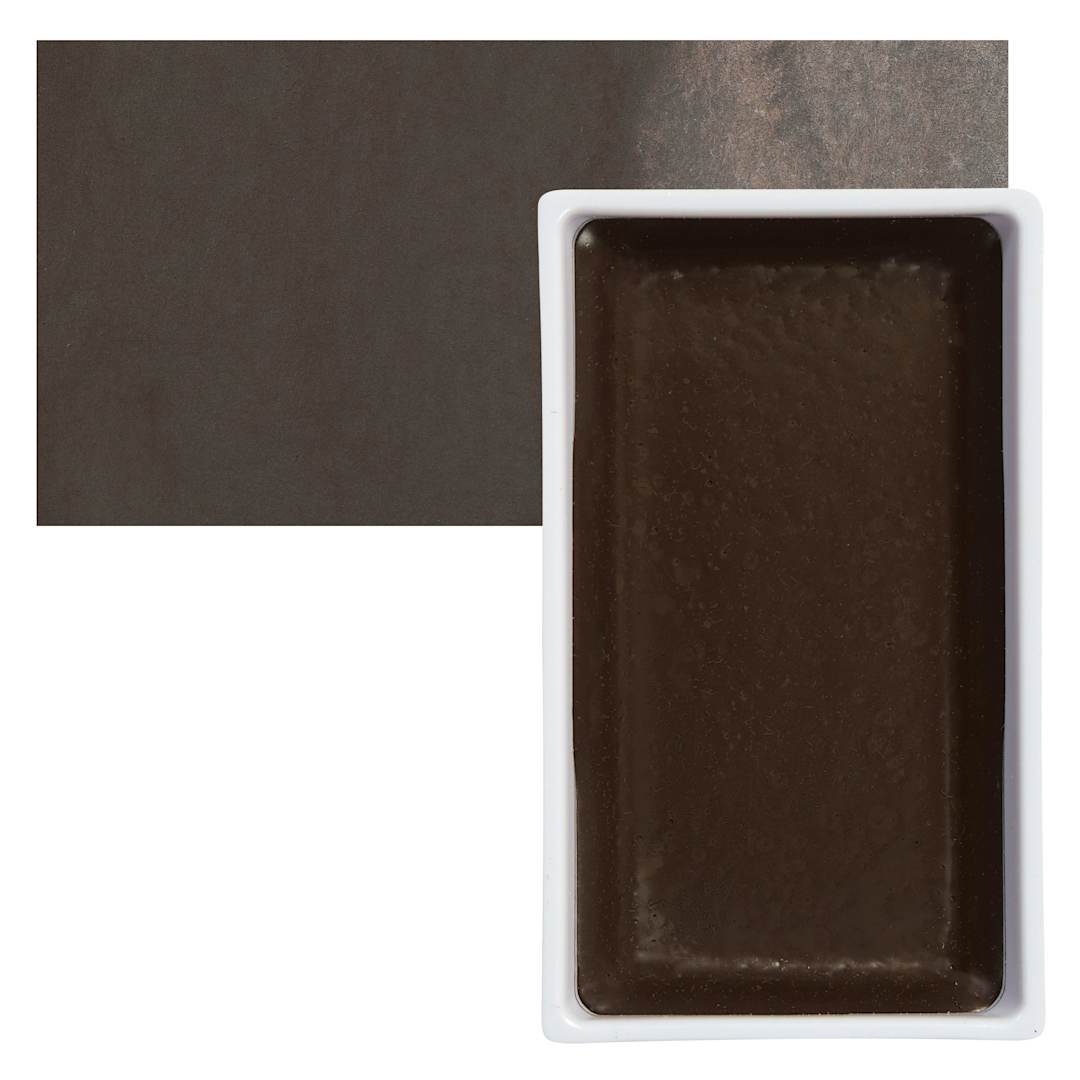 Open in modal - Kuretake Gansai Tambi Watercolor Pan - Graphite Brown pan and swatch