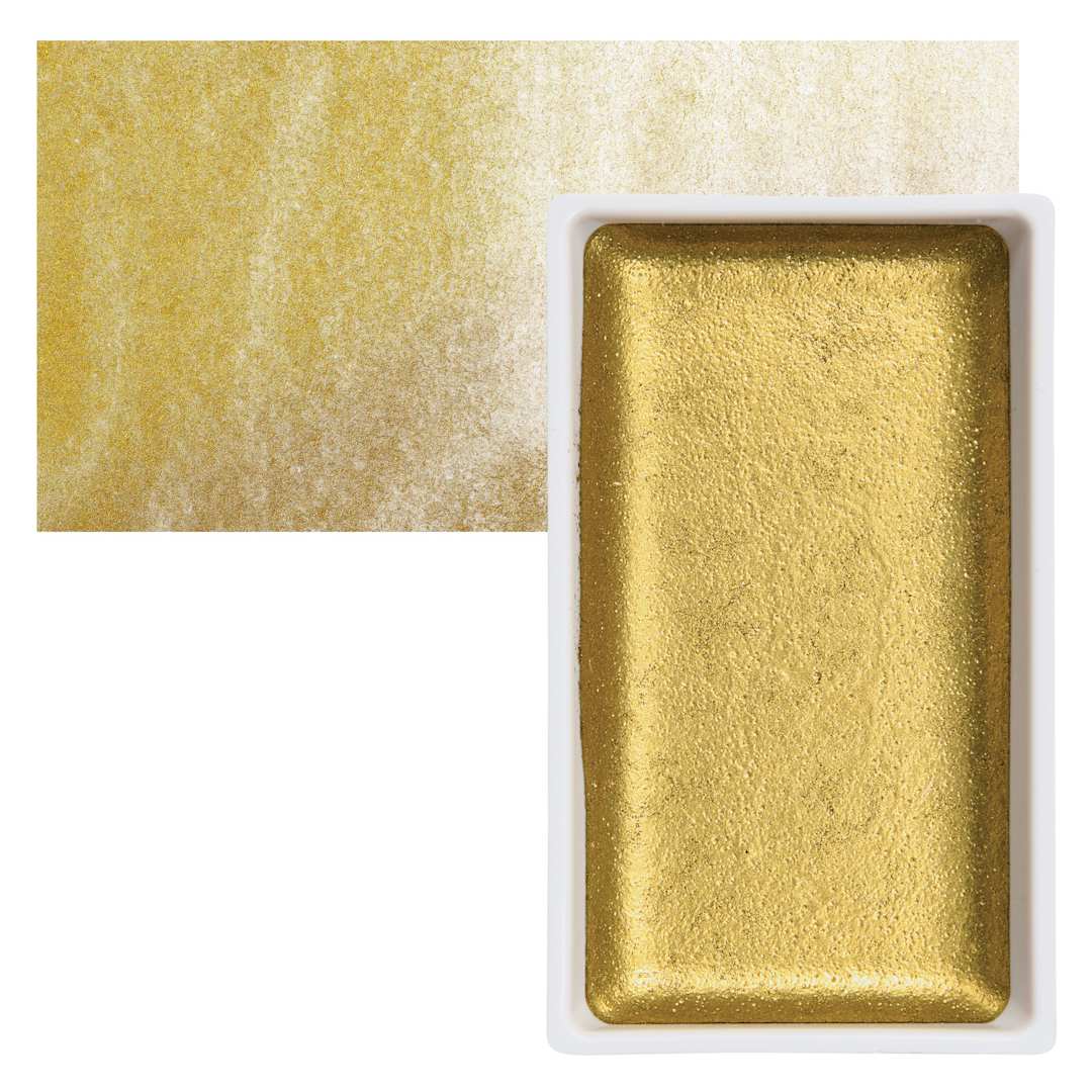Open in modal - Kuretake Gansai Tambi Watercolor Pan - Bluish Gold pan and swatch