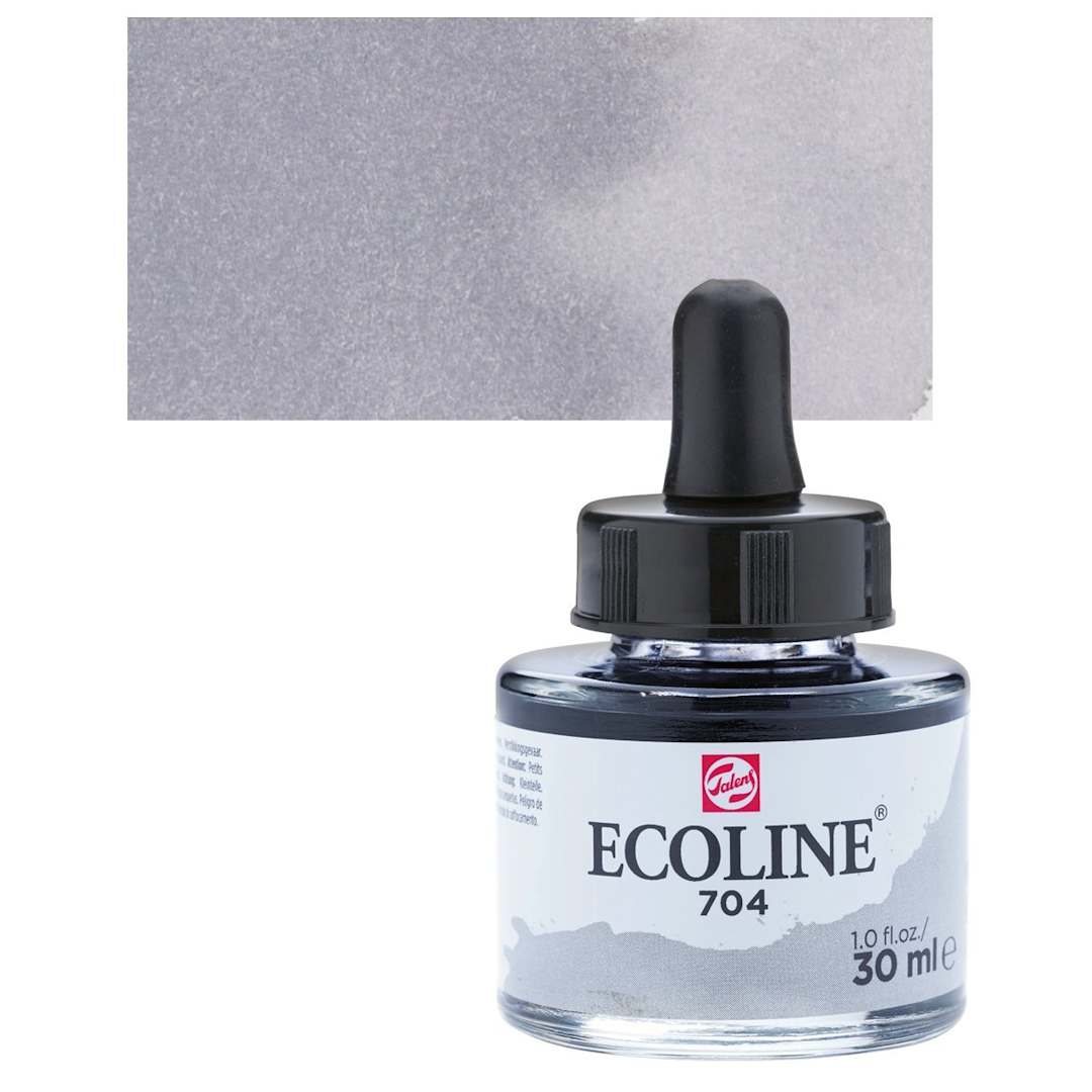 Open in modal - Ecoline Liquid Watercolor with Dropper - Gray, 30 ml jar and swatch