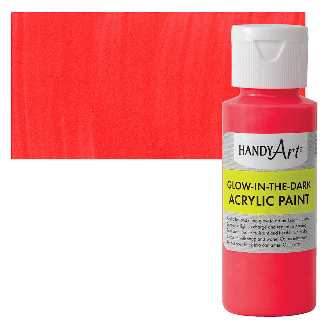 Open in modal - Handy Art Glow-in-the-Dark Paint - Red - Bottle and Swatch