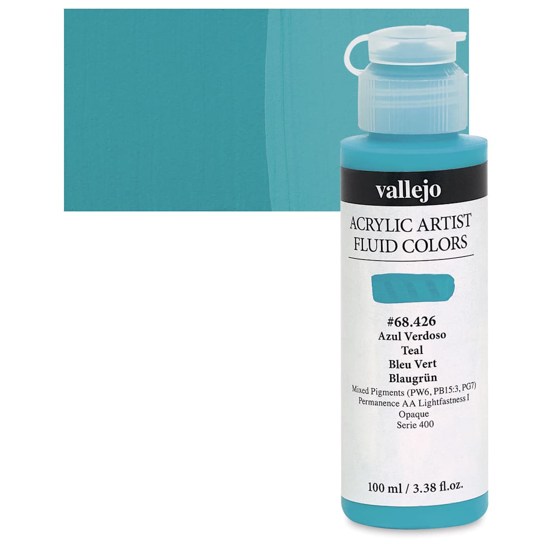Open in modal - Vallejo Fluid Acrylic - Teal, 100 ml and swatch