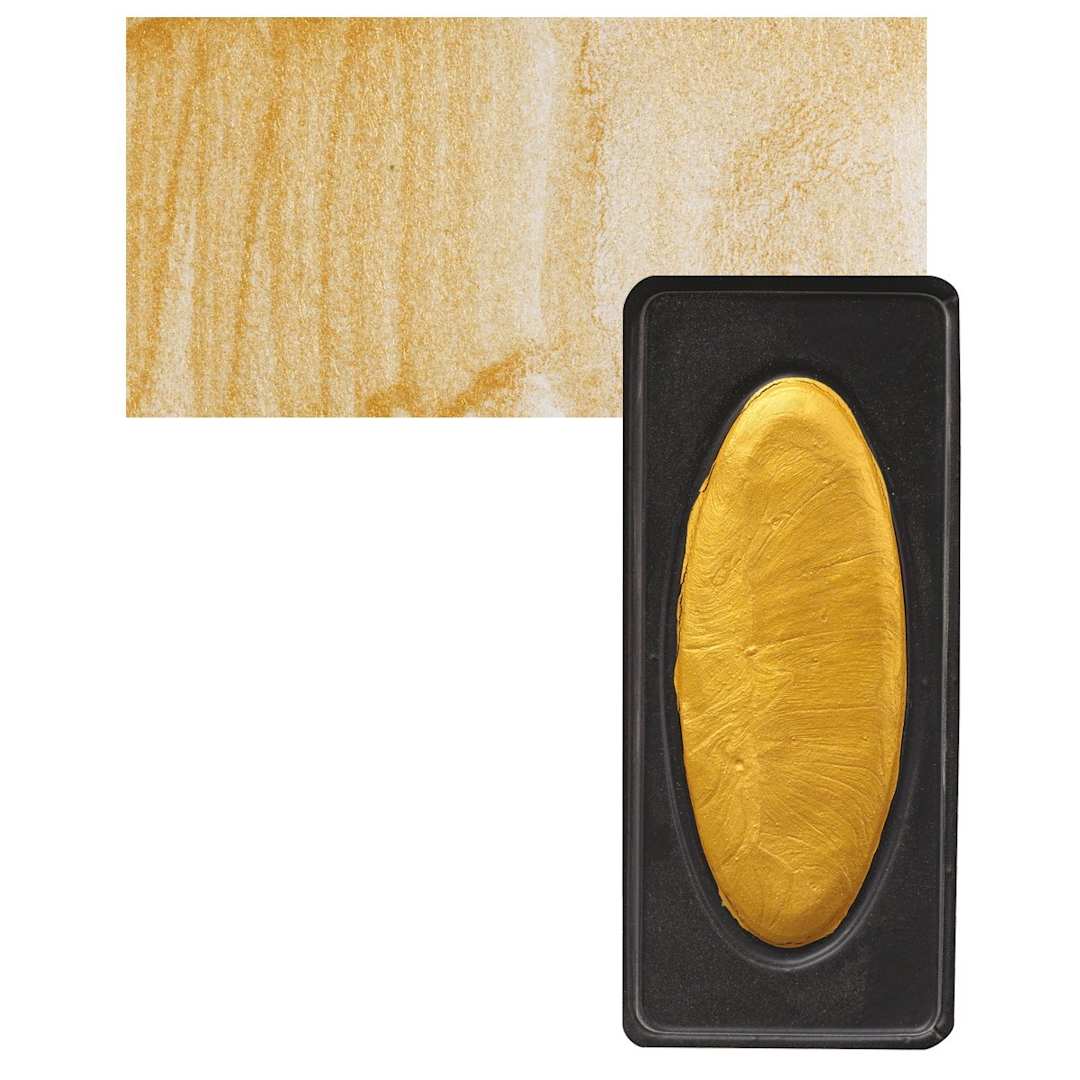Open in modal - Richeson Collegiate Semi-Moist Metallic Watercolor - Gold and swatch
